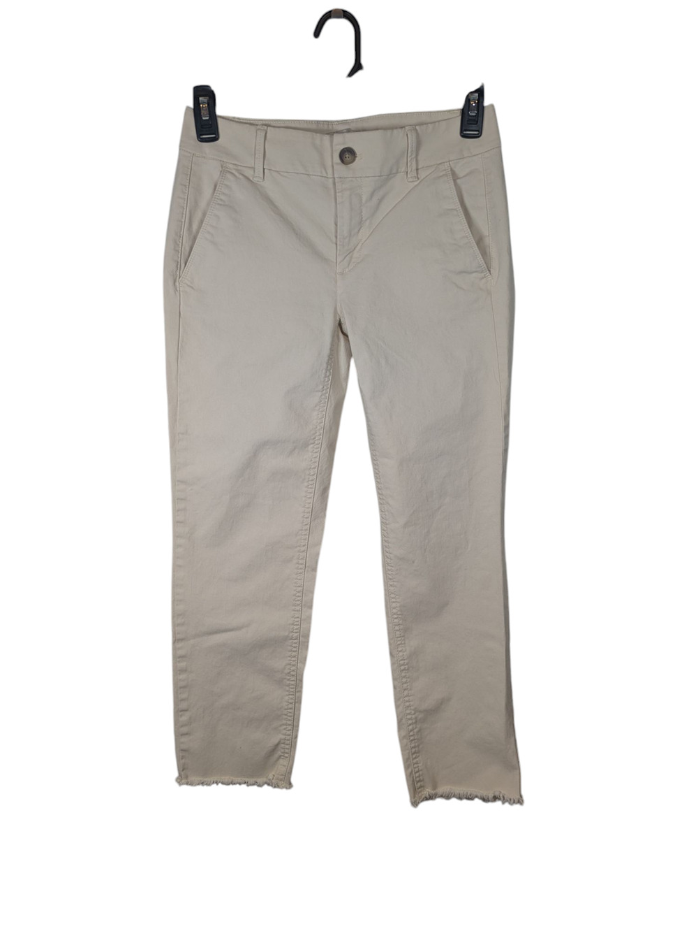 Loft Women's Size 0 Girlfriend Chino Raw Hem Light Khaki Crop Pants